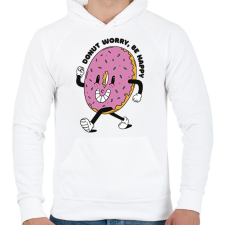 PRINTFASHION Donut worry be happy - Férfi kapucnis pulóver - Fehér férfi pulóver, kardigán