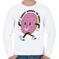 PRINTFASHION Donut worry be happy - Férfi pulóver - Fehér