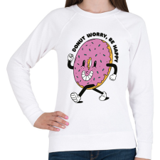 PRINTFASHION Donut worry be happy - Női pulóver - Fehér női pulóver, kardigán