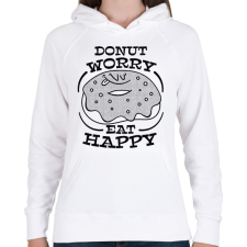 PRINTFASHION Donut worry eat happy - Női kapucnis pulóver - Fehér női pulóver, kardigán