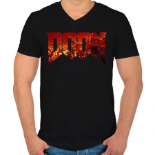 PRINTFASHION DOOM - Férfi V-nyakú póló - Fekete férfi póló