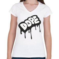 PRINTFASHION Dope logo - Női V-nyakú póló - Fehér