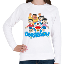 PRINTFASHION Doraemon - Női pulóver - Fehér női pulóver, kardigán