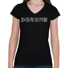 PRINTFASHION DOROMB  - Női V-nyakú póló - Fekete