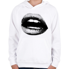 PRINTFASHION Dotted Lips - Gyerek kapucnis pulóver - Fehér