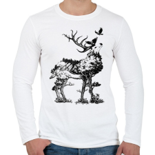 PRINTFASHION Double exposure Deer - Férfi hosszú ujjú póló - Fehér férfi póló