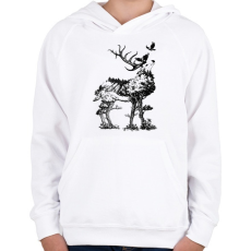 PRINTFASHION Double exposure Deer - Gyerek kapucnis pulóver - Fehér