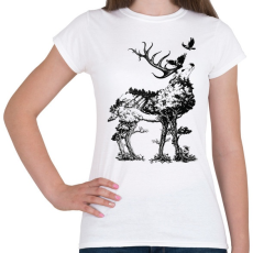 PRINTFASHION Double exposure Deer - Női póló - Fehér