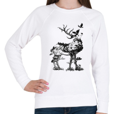 PRINTFASHION Double exposure Deer - Női pulóver - Fehér női pulóver, kardigán