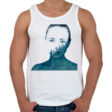 PRINTFASHION Double exposure Girl - Férfi atléta - Fehér