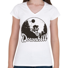 PRINTFASHION Downhill bringás - Női V-nyakú póló - Fehér