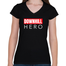 PRINTFASHION DOWNHILL HERO - Női V-nyakú póló - Fekete női póló