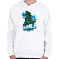 PRINTFASHION Downhill kék  - Gyerek kapucnis pulóver - Fehér