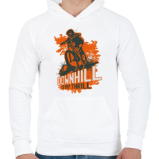 PRINTFASHION Downhill narancsszín - Férfi kapucnis pulóver - Fehér
