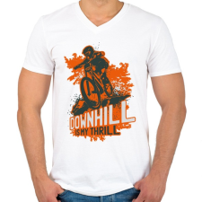 PRINTFASHION Downhill narancsszín - Férfi V-nyakú póló - Fehér férfi póló