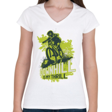 PRINTFASHION Downhill - Női V-nyakú póló - Fehér női póló