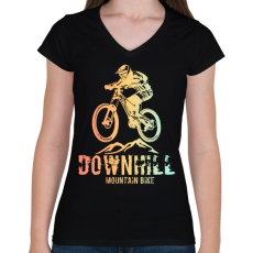 PRINTFASHION downhill - Női V-nyakú póló - Fekete