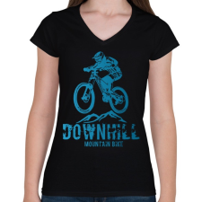 PRINTFASHION downhill - Női V-nyakú póló - Fekete női póló