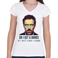 PRINTFASHION DR HOUSE - Női V-nyakú póló - Fehér női póló