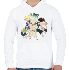 PRINTFASHION Dr. Stone team - Férfi kapucnis pulóver - Fehér