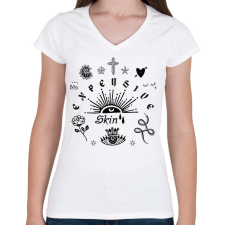 PRINTFASHION Drága bőr - Női V-nyakú póló - Fehér női póló