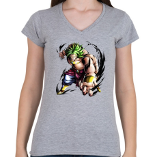 PRINTFASHION dragon ball broly - Női V-nyakú póló - Sport szürke