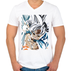PRINTFASHION Dragon Ball - Férfi V-nyakú póló - Fehér