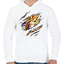 PRINTFASHION Dragon Ball Fighter - Férfi kapucnis pulóver - Fehér férfi pulóver, kardigán