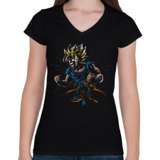 PRINTFASHION Dragon Ball Goku - Női V-nyakú póló - Fekete női póló