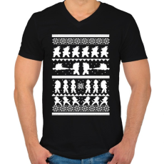 PRINTFASHION Dragon Ball karácsonyi minta - Férfi V-nyakú póló - Fekete