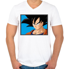 PRINTFASHION Dragon ball karakterek18 - Férfi V-nyakú póló - Fehér férfi póló