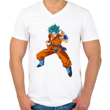 PRINTFASHION dragon ball ssj-goku - Férfi V-nyakú póló - Fehér férfi póló