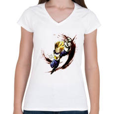 PRINTFASHION dragon ball super-saiyan-blue-goku - Női V-nyakú póló - Fehér