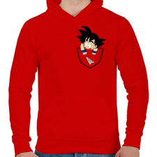 PRINTFASHION Dragonball Son Goku  - ZSEB - Férfi kapucnis pulóver - Piros férfi pulóver, kardigán