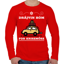PRINTFASHION DRÁJVIN HÓM - Férfi hosszú ujjú póló - Piros férfi póló