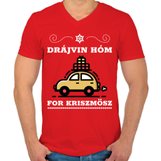 PRINTFASHION DRÁJVIN HÓM - Férfi V-nyakú póló - Piros
