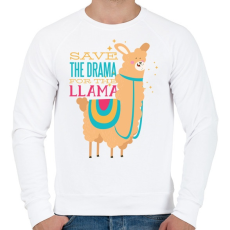 PRINTFASHION Dráma láma - Férfi pulóver - Fehér