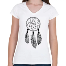 PRINTFASHION Dreamcatcher - Női V-nyakú póló - Fehér női póló