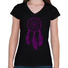 PRINTFASHION Dreamcatcher - Női V-nyakú póló - Fekete
