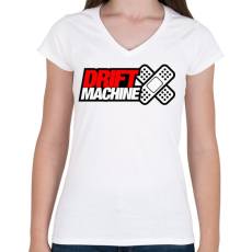 PRINTFASHION Drift Machine - Női V-nyakú póló - Fehér