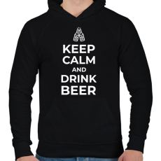 PRINTFASHION DRINK BEER - Férfi kapucnis pulóver - Fekete