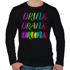 PRINTFASHION DRINK-DRANK-DRUNK - Férfi hosszú ujjú póló - Fekete férfi póló