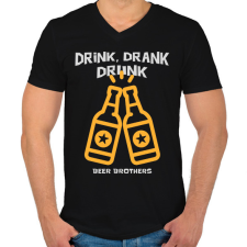 PRINTFASHION DRINK DRANK DRUNK - Férfi V-nyakú póló - Fekete férfi póló