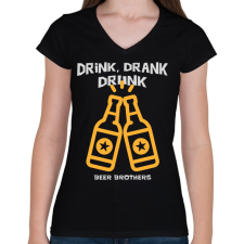 PRINTFASHION DRINK DRANK DRUNK - Női V-nyakú póló - Fekete női póló