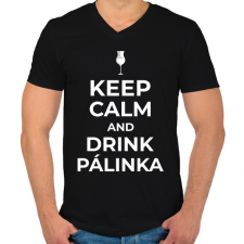 PRINTFASHION DRINK PÁLINKA - Férfi V-nyakú póló - Fekete férfi póló