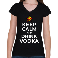 PRINTFASHION DRINK VODKA - Női V-nyakú póló - Fekete