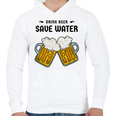 PRINTFASHION DRINKBEER - Férfi kapucnis pulóver - Fehér