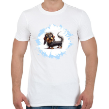 PRINTFASHION Drótszőrű tacskó - Férfi póló - Fehér férfi póló