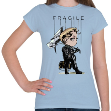 PRINTFASHION DS Fragile - Női póló - Világoskék