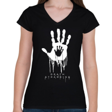 PRINTFASHION DS Hand - Női V-nyakú póló - Fekete